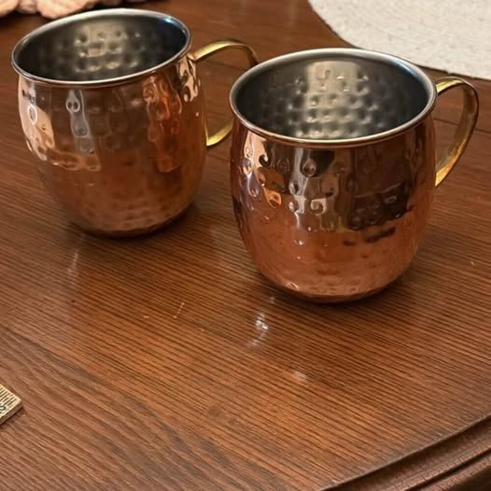 Set of 2 Hammered Copper Moscow Mule Mugs